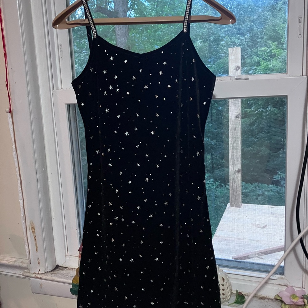 Black Velvet Star Maxi Dress | S/M